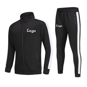 Survêtement à rayures latérales avec logo personnalisé de haute qualité pour survêtement d'entraînement vierge en Spandex/Polyester coupe ajustée pour hommes - Product Image 2