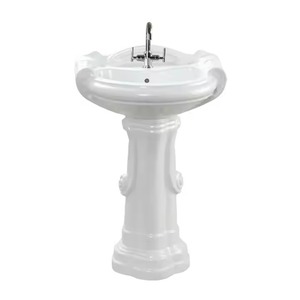 Lavabo de Pedestal completo de cerámica de calidad de exportación india, lavabo de Lavabo blanco brillante de marca Vistaar para Baño - Product Image 5