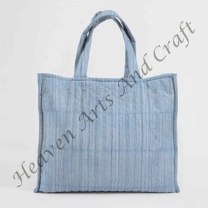 Bolso cuadrado acolchado de algodón con estampado de bloques, bolso acolchado de compras ecológico, bolso acolchado de hombro de mercado Hippie Baho para mujer - Product Image 2