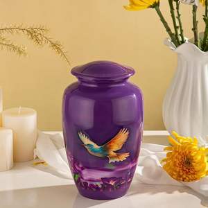 Urna de cremación morada para cenizas humanas, urna para adultos para hombres o mujeres de hasta 200 libras, urna funeraria conmemorativa adecuada para funeral o exhibición - Product Image 1