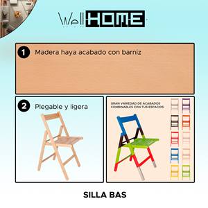 Sedia da Giardino WELL HOME Design BAS in Legno di Faggio con Finitura Verniciata Dimensioni 43x47x79 cm - Product Image 2