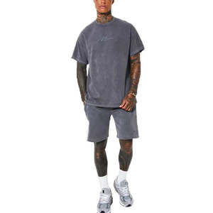 100% coton surdimensionné chemise et short de haute qualité vêtements de rue Logo personnalisé blanc hommes 2 pièces ensembles courts vêtements d'été - Product Image 6