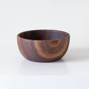 Premium Hand-Carved Single Piece Wooden Salad Bowl With Servers, Wholesale Organic Acacia <b>Dinnerware</b> Set From Vietnam - Product Image 3
