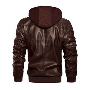 Hoodie en cuir élégant et décontracté pour l'hiver, léger, avec coutures soignées, allure moderne, texture durable, confortable à porter - Product Image 2