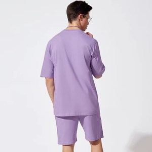 Verano nueva moda 100% algodón Casual Fitness Wear conjunto de pantalones cortos para Hombre Camisetas y pantalones cortos de alta calidad conjunto de hombres personalizados - Product Image 2