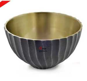 Tazón para servir frutas de acero inoxidable con acabado plateado de aspecto único con asa para restaurante y bar de hotel - Product Image 3