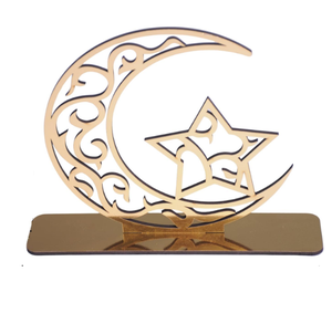 Juego de dos linternas de metal con acabado dorado, decoración musulmana, celebraciones para Eid Mubarak, Ramadán, decoración de mesa festiva - Product Image 6