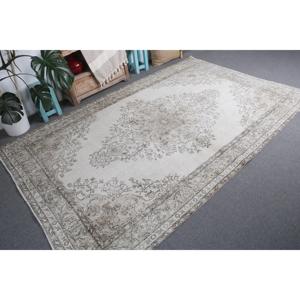 Tapis vintage 5,7x9 pieds, tapis persan turc en laine gris - Product Image 4