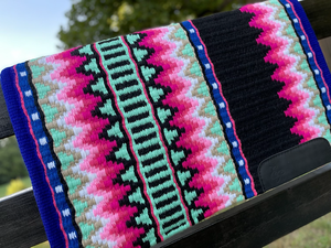 Western Show Horse Saddle Blanket Diseño de Nueva Zelanda Manta de sillín de lana hecha a mano Top Wool Saddle Pad Size - Product Image 2