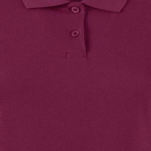 เสื้อโปโลผู้หญิงแขนสั้นสีทึบสไตล์ลำลองความยาวปกติสีเบอร์กันดี - Product Image 4