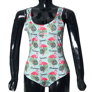 Maillot de bain une pièce élégant pour femme, imprimé flamant rose, extensible, tropical, pour la plage, la piscine, les vacances, maillot de bain - Product Image 1