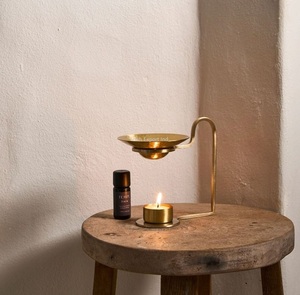 Solid Brass Lumiere <b>Essential</b> <b>Oil</b> <b>Burner</b> Home Fragrance <b>Oil</b> Diffuse <b>Burner</b> <b>for</b> Daily Usage Golden <b>Essential</b> <b>Burner</b> - Product Image 3