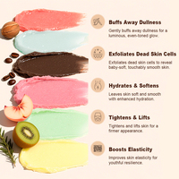 Gel exfoliant corporel, marque privée, soin de la peau, biologique, à la fraise, au beurre de karité, à l'acide hyaluronique, hydratant, naturel, blanchissant
