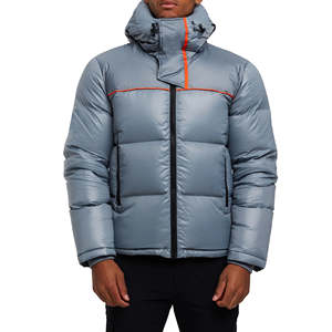 Chaqueta acolchada con cremallera de lona ligera de gran tamaño para hombre de invierno al aire libre impermeable con capucha a prueba de viento logotipo personalizado fábrica a granel - Product Image 4
