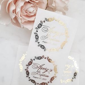 Autocollants de baptême en feuille d'or transparente en gros |   Étiquettes Religieuses Personnalisées |   Autocollants de baptême en vrac pour événements et commerce de détail - Product Image 5