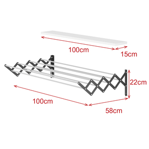 Porte-serviettes mural pliable en métal à Double pôle extensible de 60cm 5 tiges Pull-up vêtements prêts à porter séchage rétractable - Product Image 5