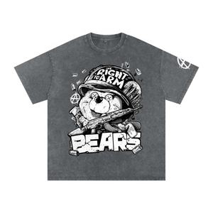 Nueva Camiseta de Moda Urbana con Logotipo Personalizado, Lavado Ácido Vintage, Doble Capa, Impresión Térmica, Corte Recortado, Efecto Desgastado por el Sol, Unisex, para Hombre - Product Image 1