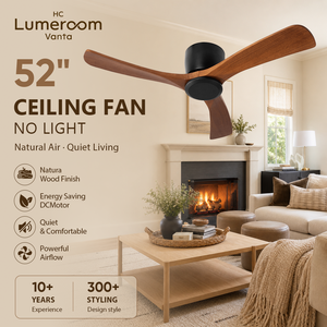 Ventilateur de plafond silencieux de 52 pouces avec télécommande, en bois massif, sans lumière, avec moteur DC réversible, en stock aux États-Unis - Product Image 3