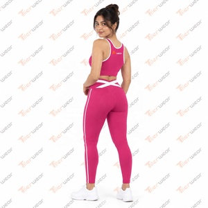 Yoga Activewear Set High Waist <b>Leggings</b> <b>Crop</b> Sports Bra Fitness Workout Clothing Gym Training Outfit Custom Private Label OEM - Product Image 5