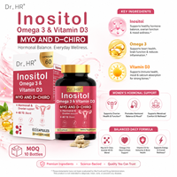 En stock : Capsules d'inositol avec 40 % de MYO et 10 % de D-Chiro, Omega-3, Vitamine D3 pour le soutien hormonal et ovarien, bien-être et énergie féminins