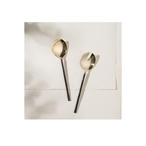 Ensemble de cuillères et fourchettes à salade en laiton ensemble de 2 serveurs à salade modernes de qualité supérieure ensemble de vaisselle en laiton pour salade avec artisanat naturel - Product Image 5