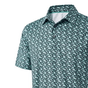 Custom Logo Allover Print Solid Knitted Golf for Shirt Fit 4 Way <b>Stretch</b> Cotton Bamboo Fiber for <b>Men</b> - Product Image 5