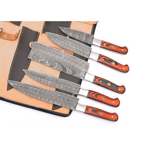 Juego de Cuchillos de Chef Profesionales Burraq, Hechos a Mano con Acero de Damasco, 5 Piezas, Mango de Madera, Ambidiestros, Aptos para Lavavajillas - Product Image 3