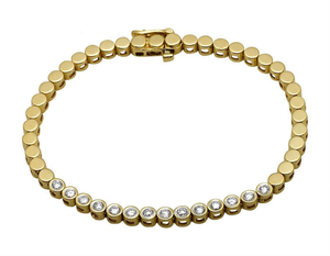 Pulsera única de oro amarillo de 10K con diamantes cultivados en laboratorio en joyería de moda de patrón circular moderno para mujeres - Product Image 1