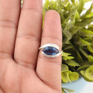 Bague en topaze bleue de Londres, taille marquise, 1,40 carat, argent sterling, sertie à griffes, bijoux en pierres précieuses, bague élégante pour femmes - Product Image 5