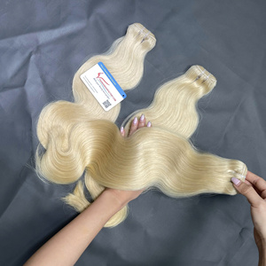 Extensions de cheveux humains vietnamiens à double tirage de luxe Trame de cheveux de vague de corps de luxe Paquets de cheveux de vague de corps blonds avec fermeture - Product Image 1
