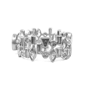 Livraison rapide bijoux conception spéciale haut de gamme platine or blanc diamant naturel rond large bande d'éternité pour dame - Product Image 2
