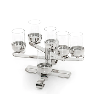 Diseño moderno decorativo para el hogar para fiesta boda comedor creativo Metal acero brillante portavelas soporte con 6 portavasos de vidrio - Product Image 1
