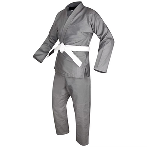 Uniforme de karaté gris pour adultes unisexe, 100% coton, vêtements d'arts martiaux durables, coupe régulière, ceinture blanche incluse - Product Image 1