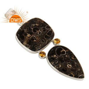 จี้พลอยซิทรีนและเทอร์ริเทนธรรมชาติทำจากเงินสเตอร์ลิงเหมาะเป็นของขวัญสำหรับผู้หญิง - Product Image 2