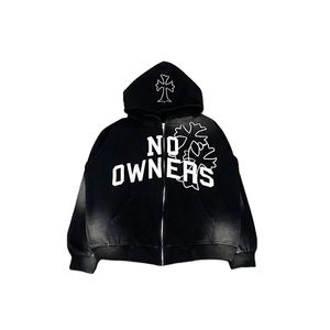 เสื้อมีฮู้ดผ้าคอตตอนซักได้สำหรับผู้ชายเสื้อมีฮู้ดโอเวอร์ไซส์แบบมีซิปแนวสตรีทแวร์ผ้าฝ้ายสไตล์เกาหลีสำหรับ100% - Product Image 1