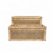 Boîte de rangement décorative multifonction en rotin naturel de style bohème, fabriquée au Vietnam, dimensions et poids personnalisables, usage domestique