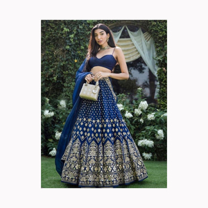 Ropa India paquistaní Ropa de novia de diseñador pesado para adultos Mulmul Silk Lehenga Choli Secuencia Trabajo Estilo étnico Similar - Product Image 2