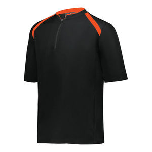 Veste de baseball unisexe à fermeture éclair 1/4, manches courtes, motif uni, col montant, logo frontal tissé, design cage d'hiver - Product Image 1