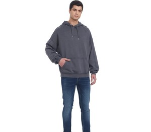 Sudadera con Capucha Gruesa Personalizada para Hombre, Estilo Desgastado, Holgada, Lisa, Vintage, Lavada al Ácido, Básica, Mezcla de Algodón - Product Image 4