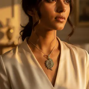 Pendentif feuille en argent 925 avec marcassite pour femmes, bijoux de mode pour colliers - Product Image 3