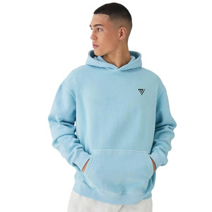 Pull-over léger pour hommes, sweat à capuche en coton surdimensionné, noir, uni, logo personnalisé, broderie, impression respirante, vente en gros pour l'hiver - Product Image 1