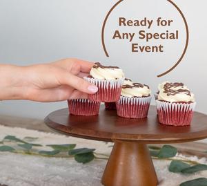 แท่นไม้อะคาเซียสำหรับวางเค้กทรงกลมขนาด11.5นิ้วสำหรับวางขนมงานแต่งงานและปาร์ตี้พร้อมแท่นโชว์ไม้ขนาด4.5นิ้วสำหรับวางเค้ก - Product Image 4