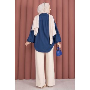 Women's Beige Wide Leg Palazzo Pants with <b>Elasticated</b> High/Low <b>Waist</b> Breathable Casual Straight-Leg <b>Trousers</b> - Product Image 4