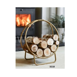 Soporte de estante de troncos curvo con acabado de latón, organizador de almacenamiento de madera de diseño moderno decorativo para decoración interior y exterior del Hogar - Product Image 6