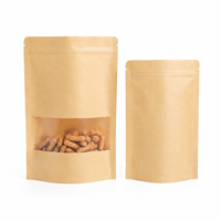 Sachet Doypack Personnalisé en Kraft Brun Gaufré avec Fenêtre, Fermeture Zip Refermable, Recyclable, pour Emballage Alimentaire, Logo Personnalisé