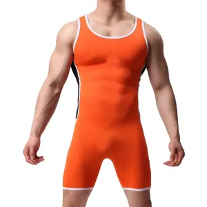 Venta al por mayor Paraná Deportes Traje de levantamiento de pesas camiseta de lucha libre Tallas grandes Hombres Bodywear Logotipo personalizado Lucha libre Singlets - Product Image 1