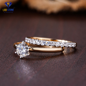 Bague en or jaune avec diamant taillé rond 0.78 TDW par Lab-Stone / Shine avec une couleur de diamants/EF-VS - Product Image 2