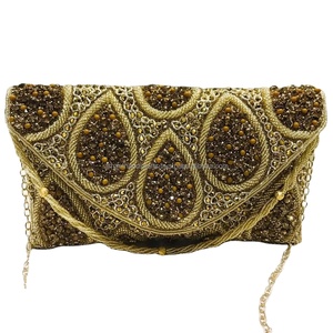 Bolsos de mano étnicos de noche de diseñador hecho a mano de calidad garantizada producto de fiesta con bordado de cadena gruesa trabajo de lujo - Product Image 6