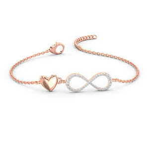 สร้อยข้อมือเพชรและกำไลข้อมือสีโรสโกลด์จากความรักที่เปล่งประกาย - Product Image 2