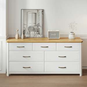 Commode de chambre moderne à 7 tiroirs, grande commode de rangement en bois, unité de rangement large et minimaliste - Product Image 1